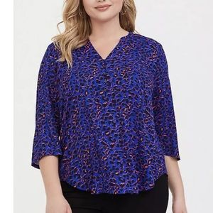 Torrid 0X 14 16 Tunic Leopard Blue Harper Blouse